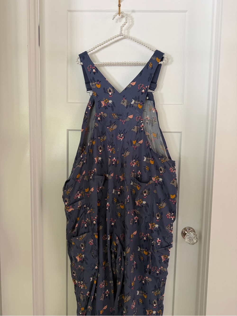 Duluth Trading Co Floral and chicken Navy Overalls - Picture 5 of 11